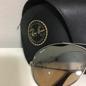 RAY BAN rounded aviator silver sunglasses